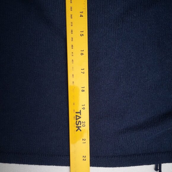 Chico's Ladies Size 1 = (Small) Navy Wrap Sweater with Fringe - Picture 10 of 10